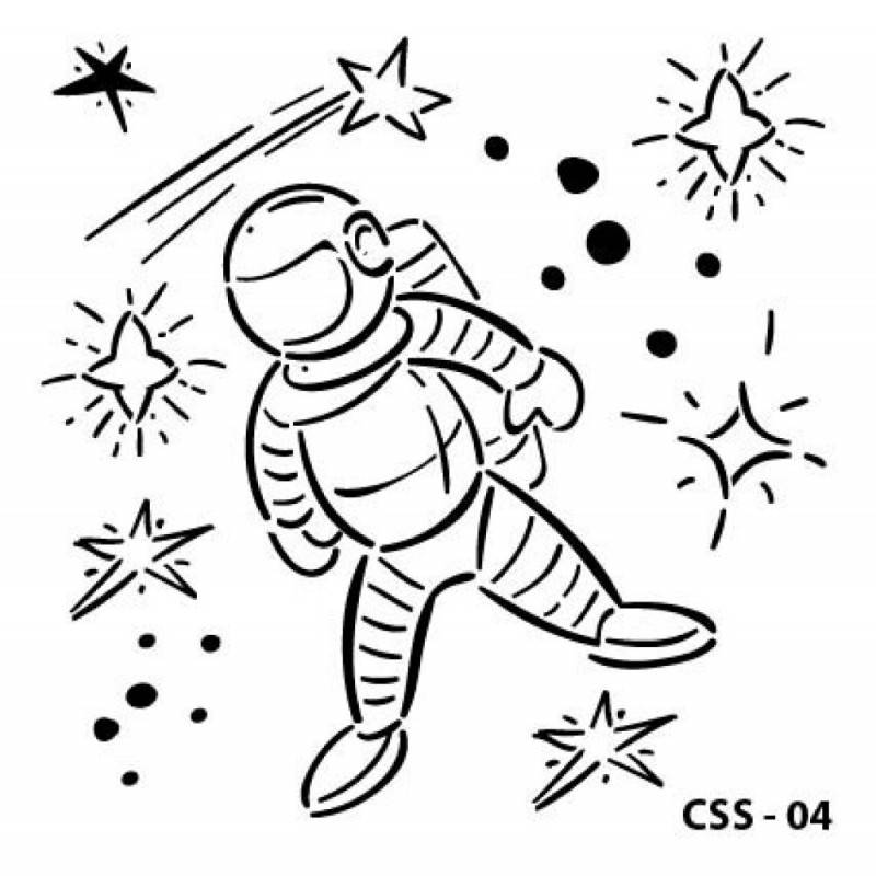 Astronot Figür Çocuk Stencil 15x15cm CSS04