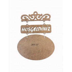 Ahşap Oval Hoşgeldiniz Pano Süs L228