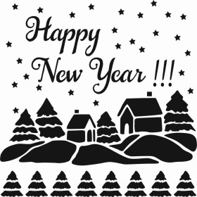 Happy New Year Desen Stencil EHYB48 20x20cm