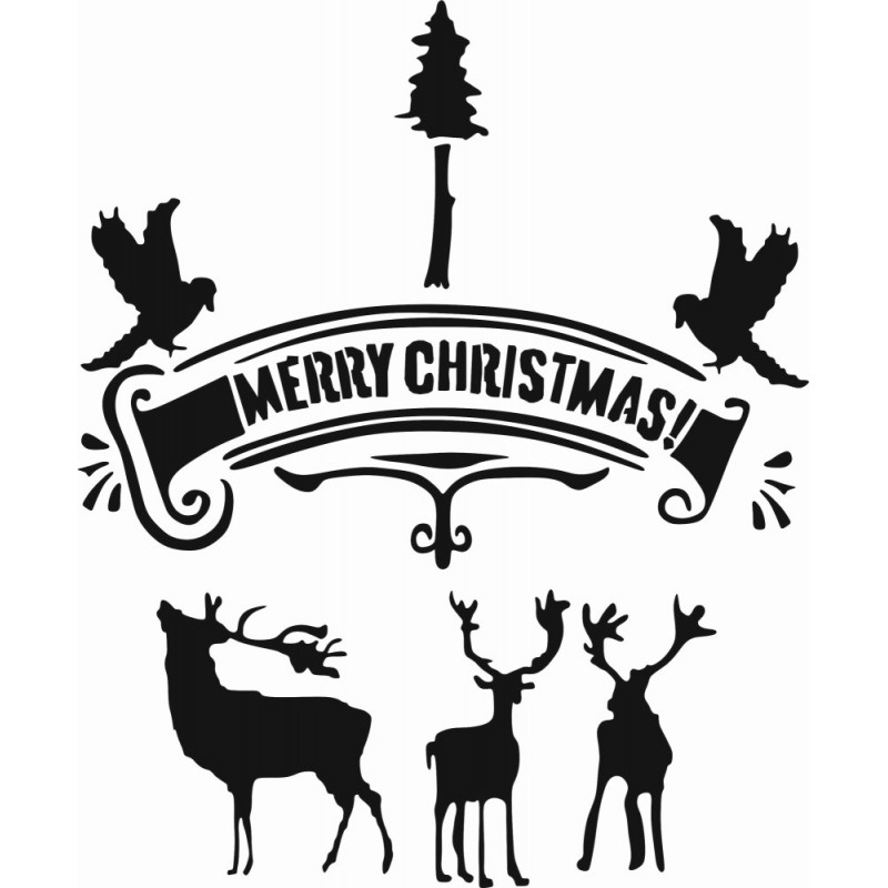 Merry Chrismas Desen Stencil EHYB63 21x30cm