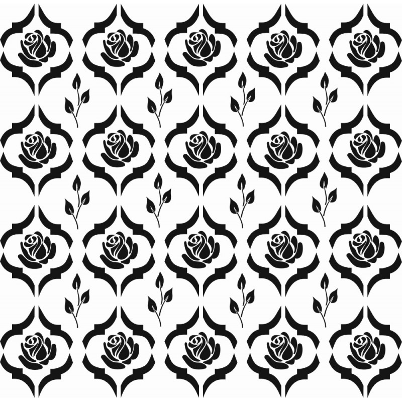 Damask Gül Desen Stencil EHB15 25x25cm