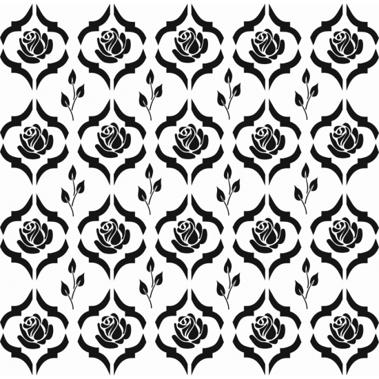 Damask Gül Desen Stencil EHB15 25x25cm