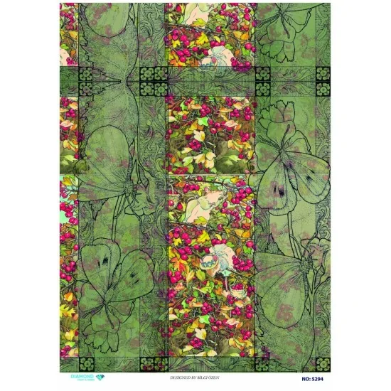 5294 Diamond Pirinç Dekopaj Kağıdı 30x42cm 5294 Diamond Pirinç Dekopaj Kağıdı 30x42cm