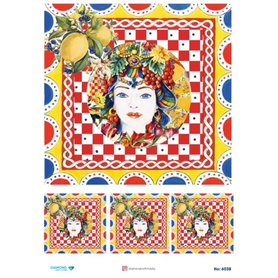 6038 Diamond Pirinç Dekopaj Kağıdı 30x42cm 6038 Diamond Pirinç Dekopaj Kağıdı 30x42cm