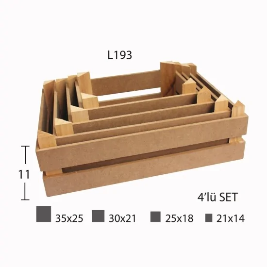 L193 DÖRTLÜ TAKIM AHŞAP KASA