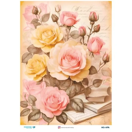 4974 Diamond Pirinç Dekopaj Kağıdı 30x42cm 4974 Diamond Pirinç Dekopaj Kağıdı 30x42cm