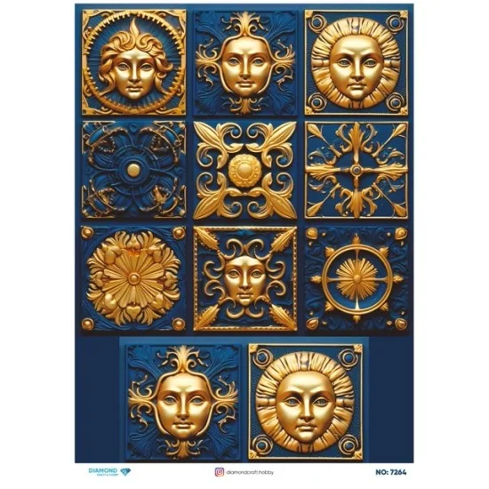 7264 Diamond Pirinç Dekopaj Kağıdı 30x42cm 7264 Diamond Pirinç Dekopaj Kağıdı 30x42cm