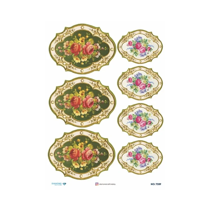 7359 Diamond Pirinç Dekopaj Kağıdı 30x42cm