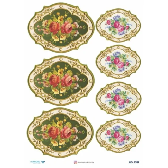 7359 Diamond Pirinç Dekopaj Kağıdı 30x42cm 7359 Diamond Pirinç Dekopaj Kağıdı 30x42cm