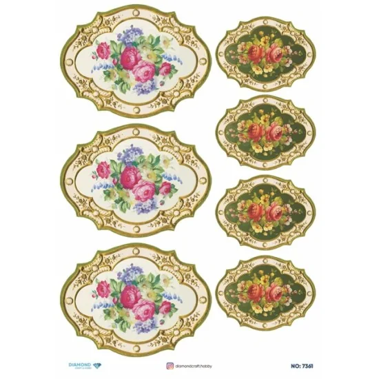 7361 Diamond Pirinç Dekopaj Kağıdı 30x42cm 7361 Diamond Pirinç Dekopaj Kağıdı 30x42cm