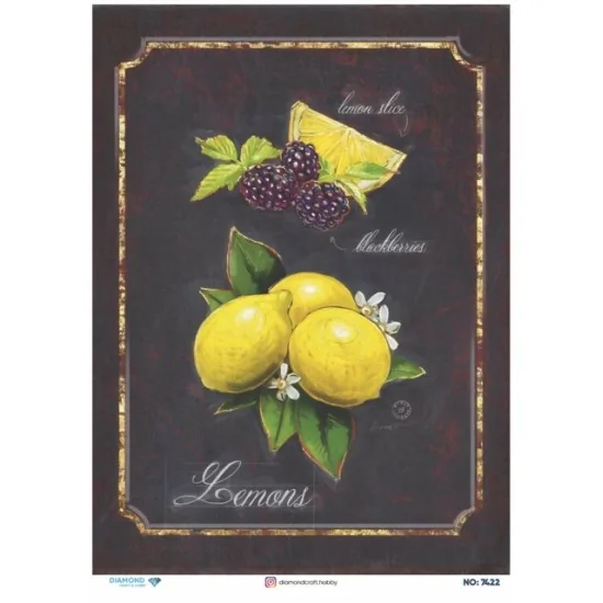 7422 Diamond Pirinç Dekopaj Kağıdı 30x42cm 7422 Diamond Pirinç Dekopaj Kağıdı 30x42cm