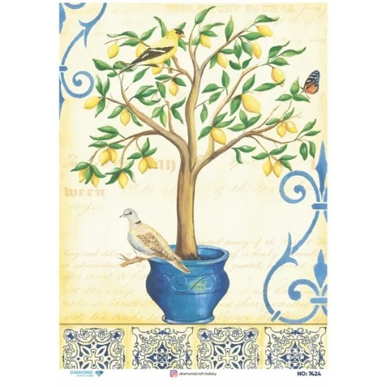 7424 Diamond Pirinç Dekopaj Kağıdı 30x42cm 7424 Diamond Pirinç Dekopaj Kağıdı 30x42cm