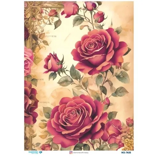 7455 Diamond Pirinç Dekopaj Kağıdı 30x42cm 7455 Diamond Pirinç Dekopaj Kağıdı 30x42cm