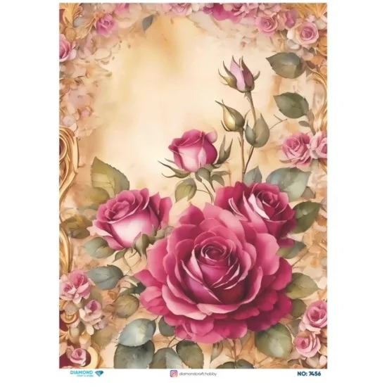 7456 Diamond Pirinç Dekopaj Kağıdı 30x42cm 7456 Diamond Pirinç Dekopaj Kağıdı 30x42cm