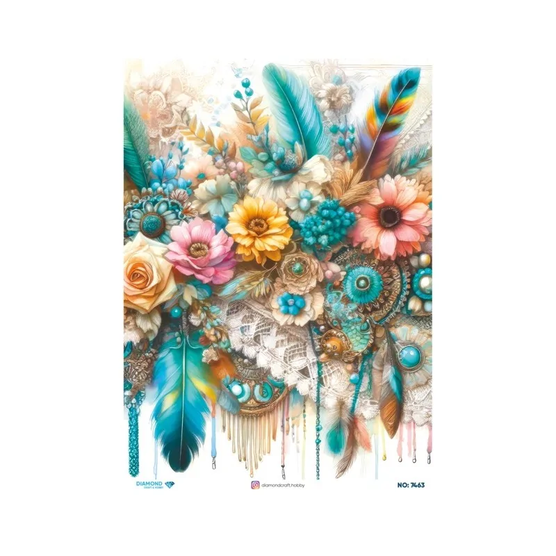 7463 Diamond Pirinç Dekopaj Kağıdı 30x42cm