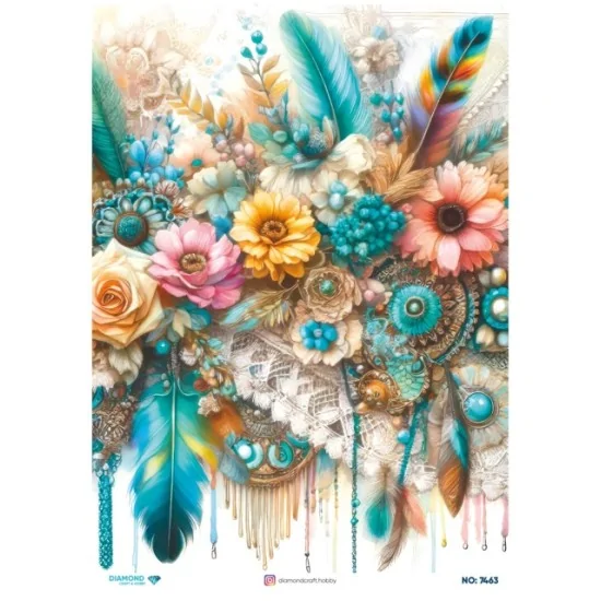 7463 Diamond Pirinç Dekopaj Kağıdı 30x42cm 7463 Diamond Pirinç Dekopaj Kağıdı 30x42cm