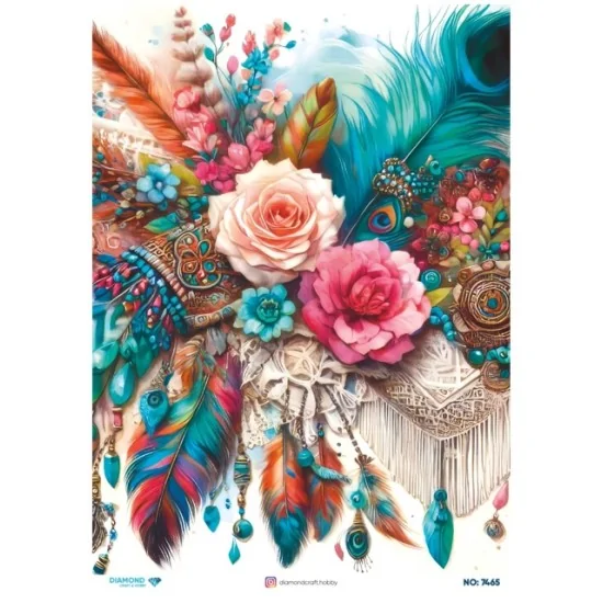 7465 Diamond Pirinç Dekopaj Kağıdı 30x42cm 7465 Diamond Pirinç Dekopaj Kağıdı 30x42cm