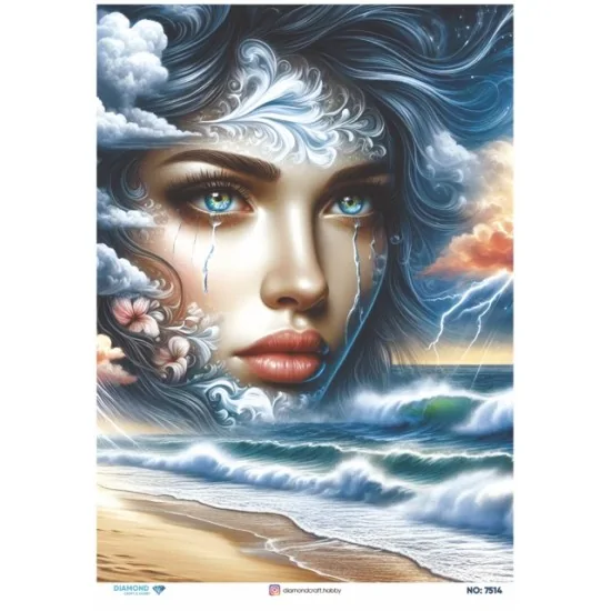 7514 Diamond Pirinç Dekopaj Kağıdı 30x42cm