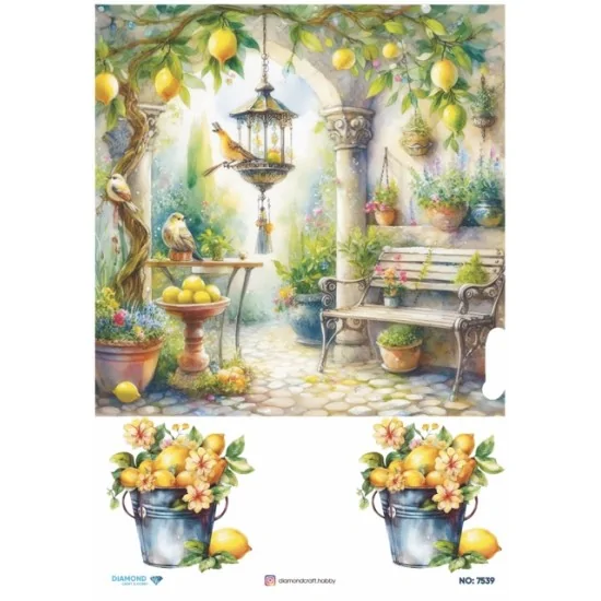 7539 Diamond Pirinç Dekopaj Kağıdı 30x42cm 7539 Diamond Pirinç Dekopaj Kağıdı 30x42cm