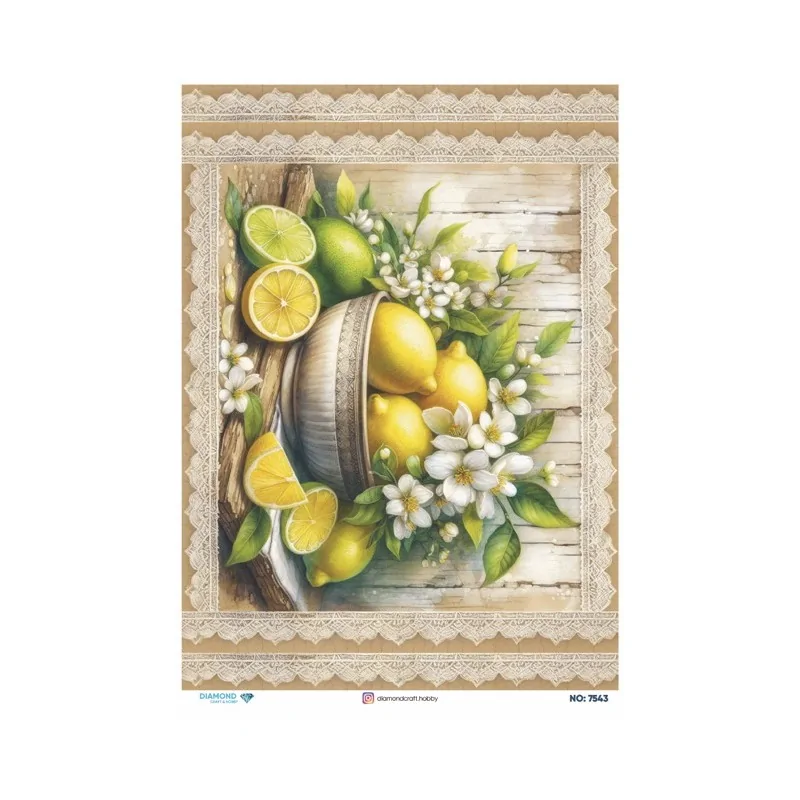 7543 Diamond Pirinç Dekopaj Kağıdı 30x42cm