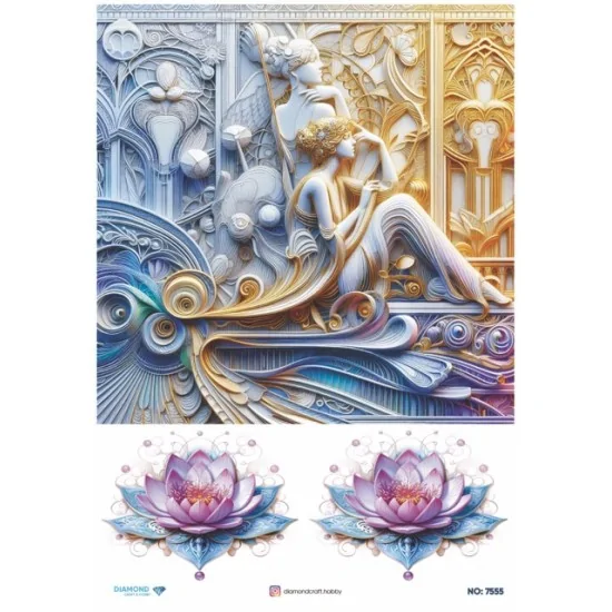 7555 Diamond Pirinç Dekopaj Kağıdı 30x42cm 7555 Diamond Pirinç Dekopaj Kağıdı 30x42cm