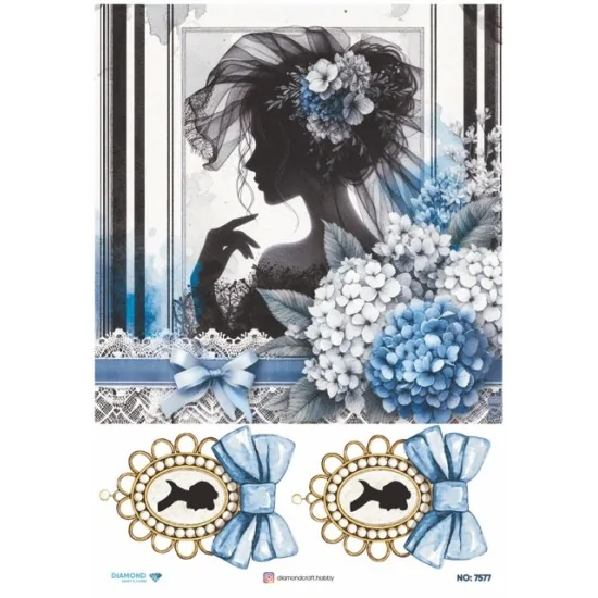 7577 Diamond Pirinç Dekopaj Kağıdı 30x42cm 7577 Diamond Pirinç Dekopaj Kağıdı 30x42cm