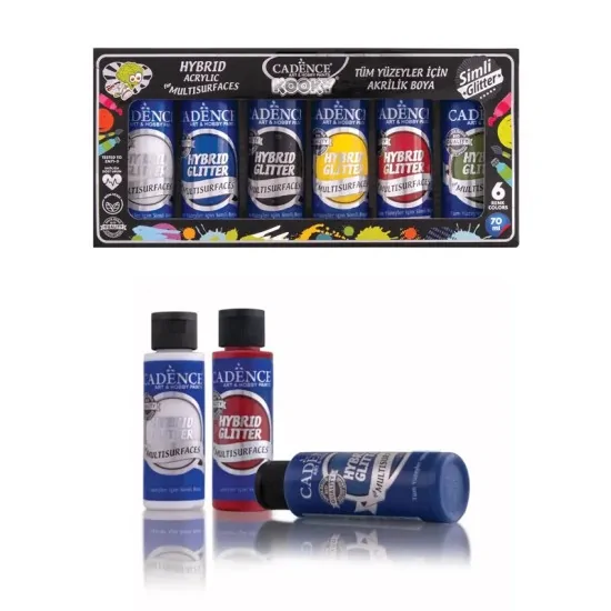 Kooky 6'lı Simli Hibrit Multisurface Akrilik Boya Seti 70ML Kooky 6'lı Simli Hibrit Multisurface Akrilik Boya Seti 70ML