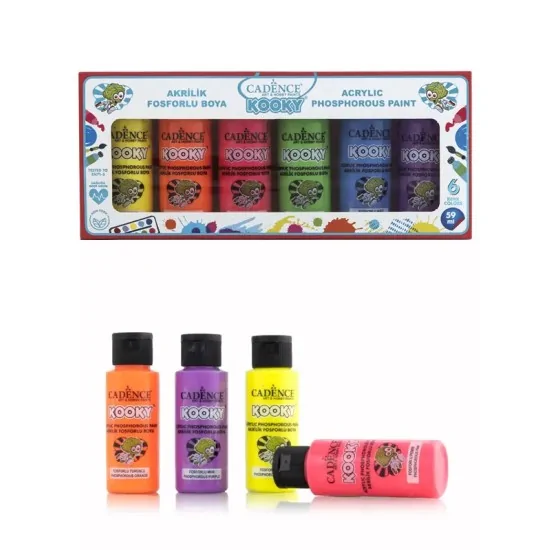 Kooky 6'lı Fosforlu Akrilik Boya Seti 59ML Kooky 6'lı Fosforlu Akrilik Boya Seti 59ML