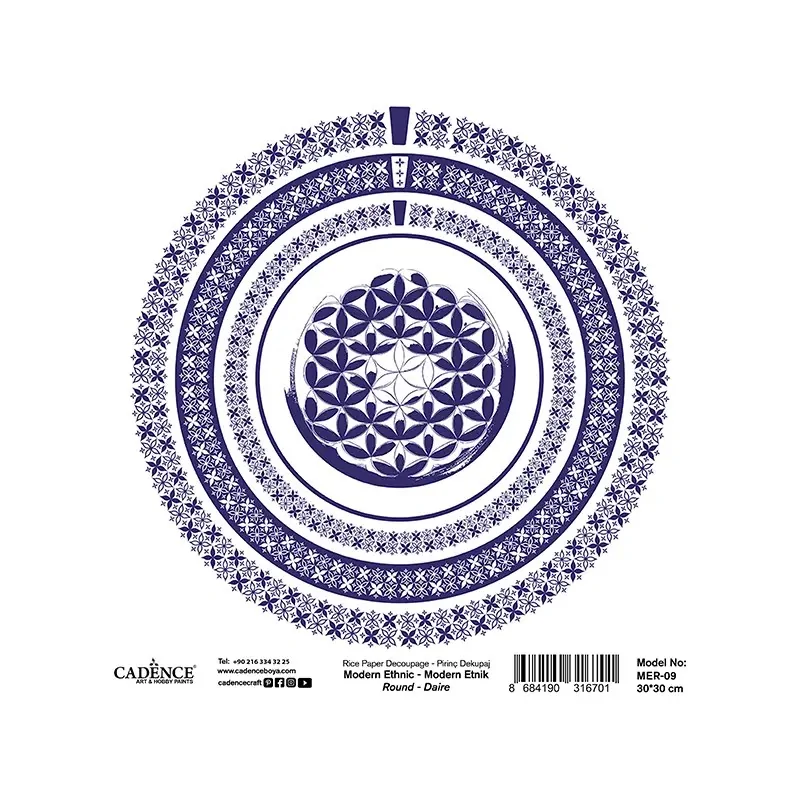 Model MER09 Modern Etnik Daire Pirinç Dekopaj Kağıdı 30x30cm
