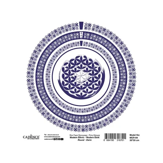 Model MER09 Modern Etnik Daire Pirinç Dekopaj Kağıdı 30x30cm Model MER09 Modern Etnik Daire Pirinç Dekopaj Kağıdı 30x30cm