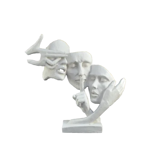 HYK08 Görmedim Duymadım Bilmiyorum Mask Büyük Ham Polyester Obje HYK08 Görmedim Duymadım Bilmiyorum Mask Büyük Ham Polyester Obje