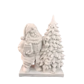 HYK1156 Çam Ağaçlı Noel Baba Ham Polyester Obje