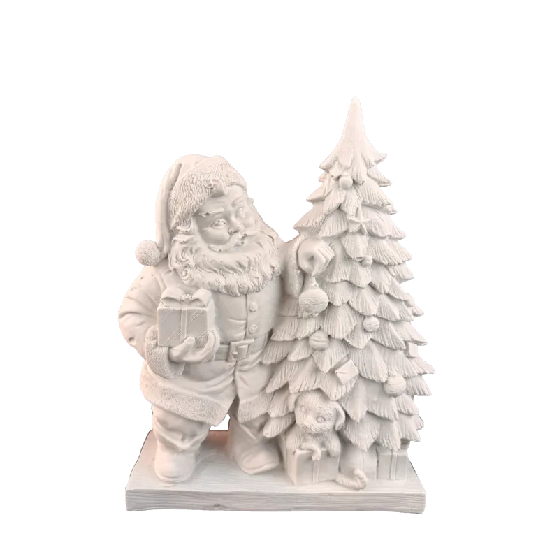 HYK1156 Çam Ağaçlı Noel Baba Ham Polyester Obje