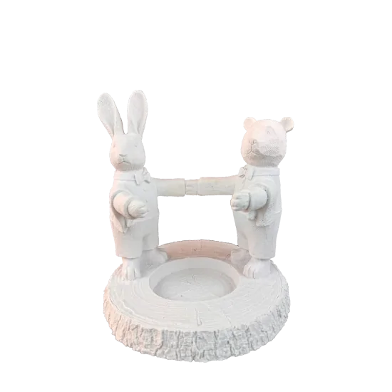 HYK1157 Tavşan Ve Ayılı Şaraplık Ham Polyester Obje HYK1157 Tavşan Ve Ayılı Şaraplık Ham Polyester Obje