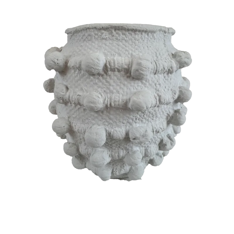 HYK1238 Buton Halatlı Vazo Küçük Ham Polyester Obje