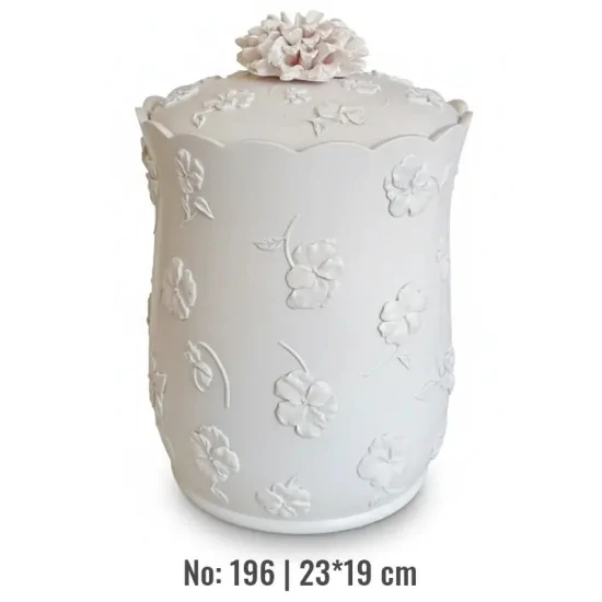 Violette Ham Polyester Çiçekli Kapaklı Obje No:196 (23x19 cm)