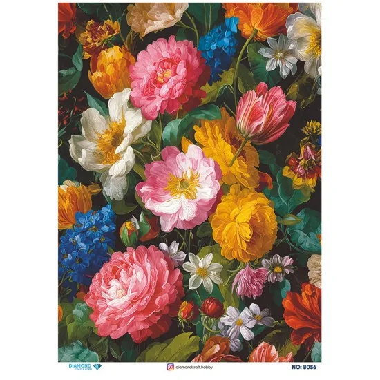 8056 Diamond Pirinç Dekopaj Kağıdı 30x42cm