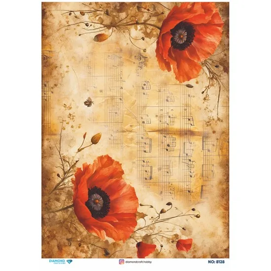 8128 Diamond Pirinç Dekopaj Kağıdı 30x42cm