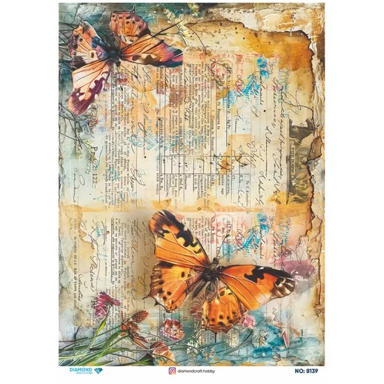 8139 Diamond Pirinç Dekopaj Kağıdı 30x42cm
