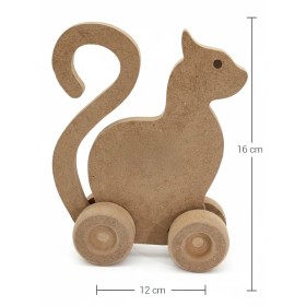 OY108 Tekerlekli Kedi Oyuncak Ahşap Obje