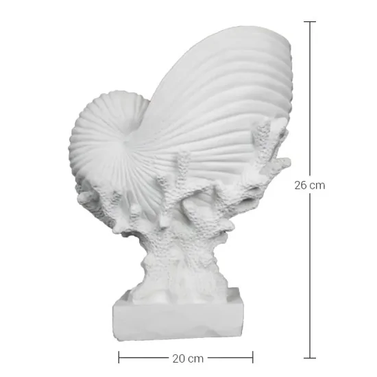 HYK590 Mercan Üstünde Deniz Kabuğu Vazo Ham Polyester Obje