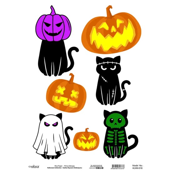 Model HLWN018 Halloween Cadence Pirinç Dekopaj Kağıdı 30X42cm