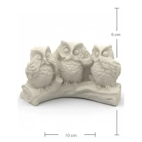 P082 Yana Üç Bilge Baykuş Ham Polyester Obje