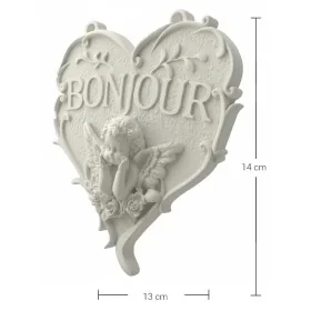 P172 Yana Melek Figürlü Bonjour Kalpli Pano Ham Polyester Obje