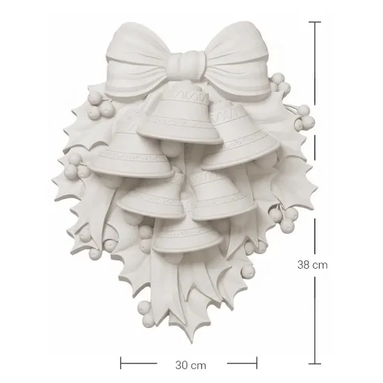 P181 Yana Yılbaşı Temalı Dekoratif Duvar Süsü Ham Polyester Obje