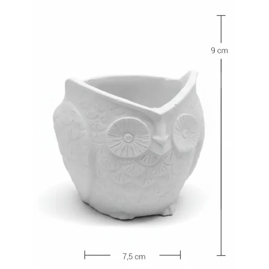 P272 Yana Mini Baykuş Saksı Ham Polyester Obje