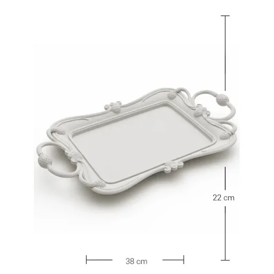 P297 Yana Dekoratif Barok Desenli Tepsi Ham Polyester Obje