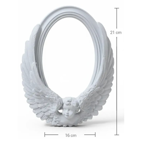 P322 Yana Kanatlı Melek Çerçeve Ham Polyester Obje