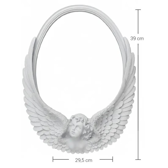 P323 Yana Kanatlı Melek Büyük Çerçeve Ham Polyester Obje