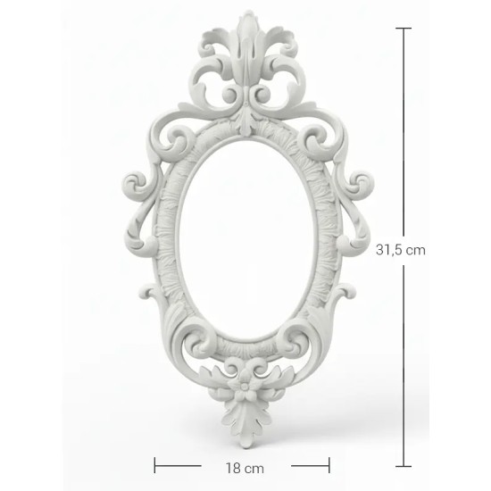 P326 Yana Barok Oval Çerçeve Ham Polyester Obje